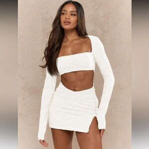 NWT MISSGUIDED Textured Cut Out Long Sleeve Mini Party Dress w Square Neckline